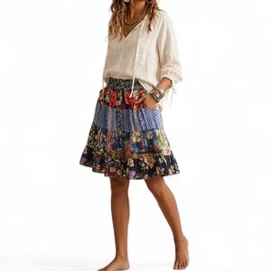VTG Her Style Floral Patchwork Mini Skirt Boho Hippie Made in India